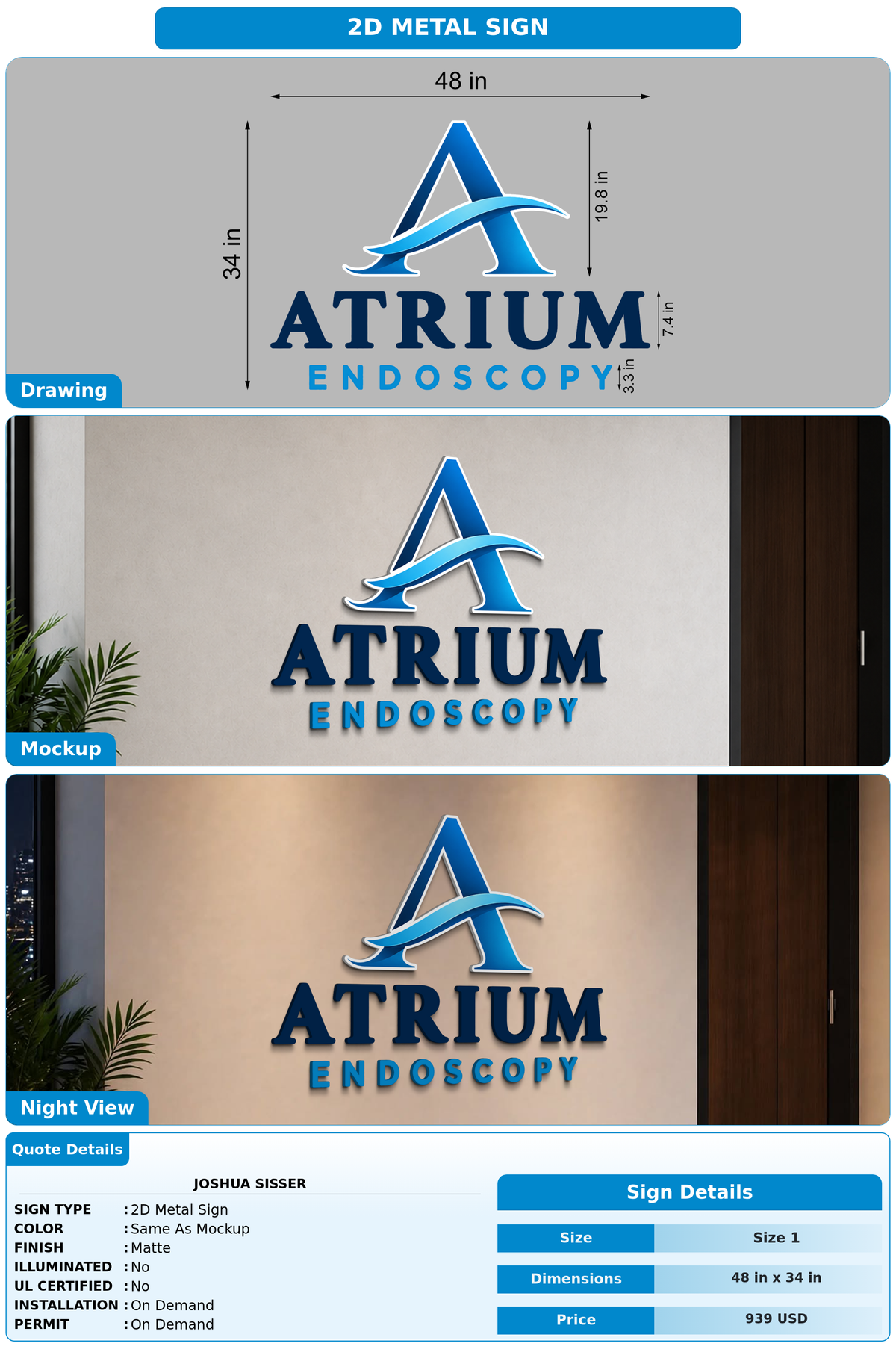 CUSTOM MOCKUP SIGN FOR Joshua Sisser