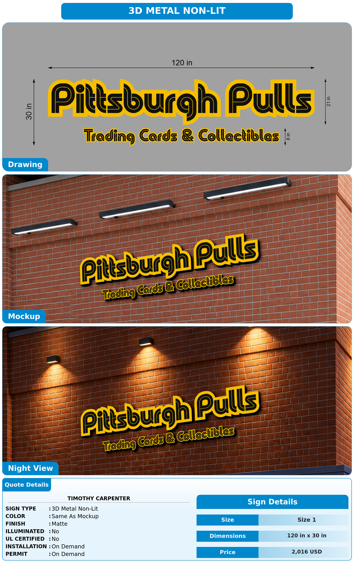 CUSTOM MOCKUP SIGN FOR Timothy Carpenter