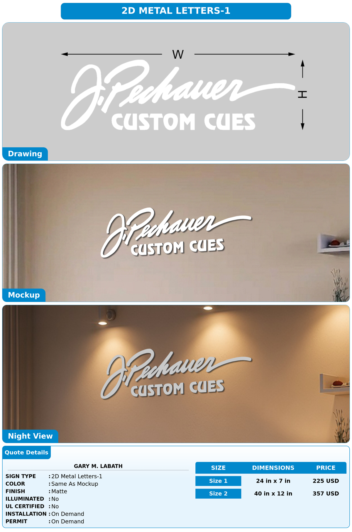 CUSTOM MOCKUP SIGN FOR Gary M. Labath