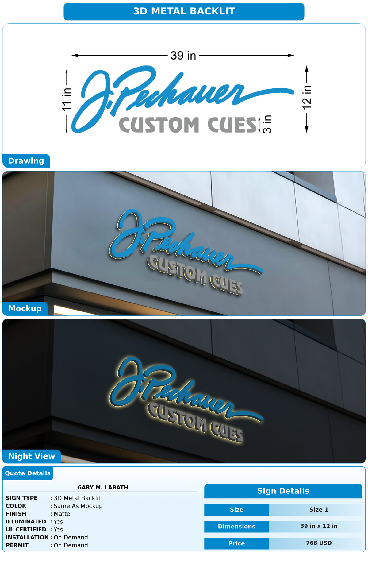 CUSTOM MOCKUP SIGN FOR Gary M. Labath