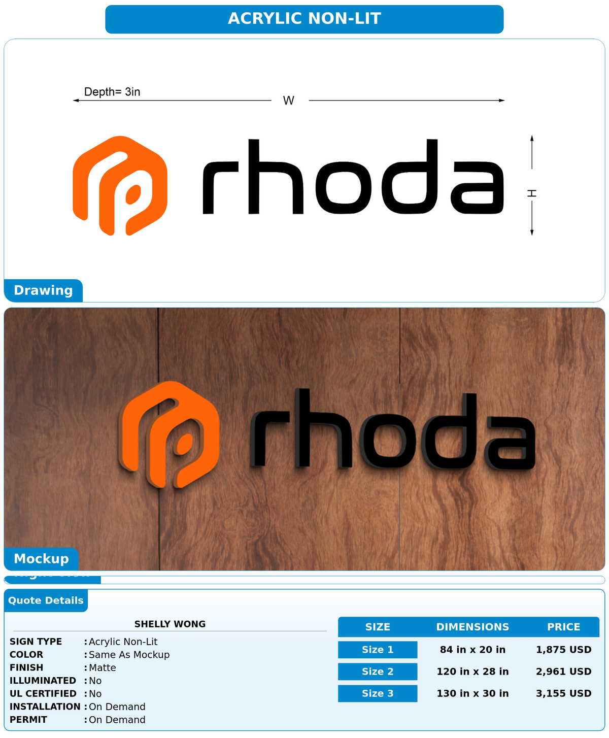 CUSTOM MOCKUP SIGN FOR Shelly Wong