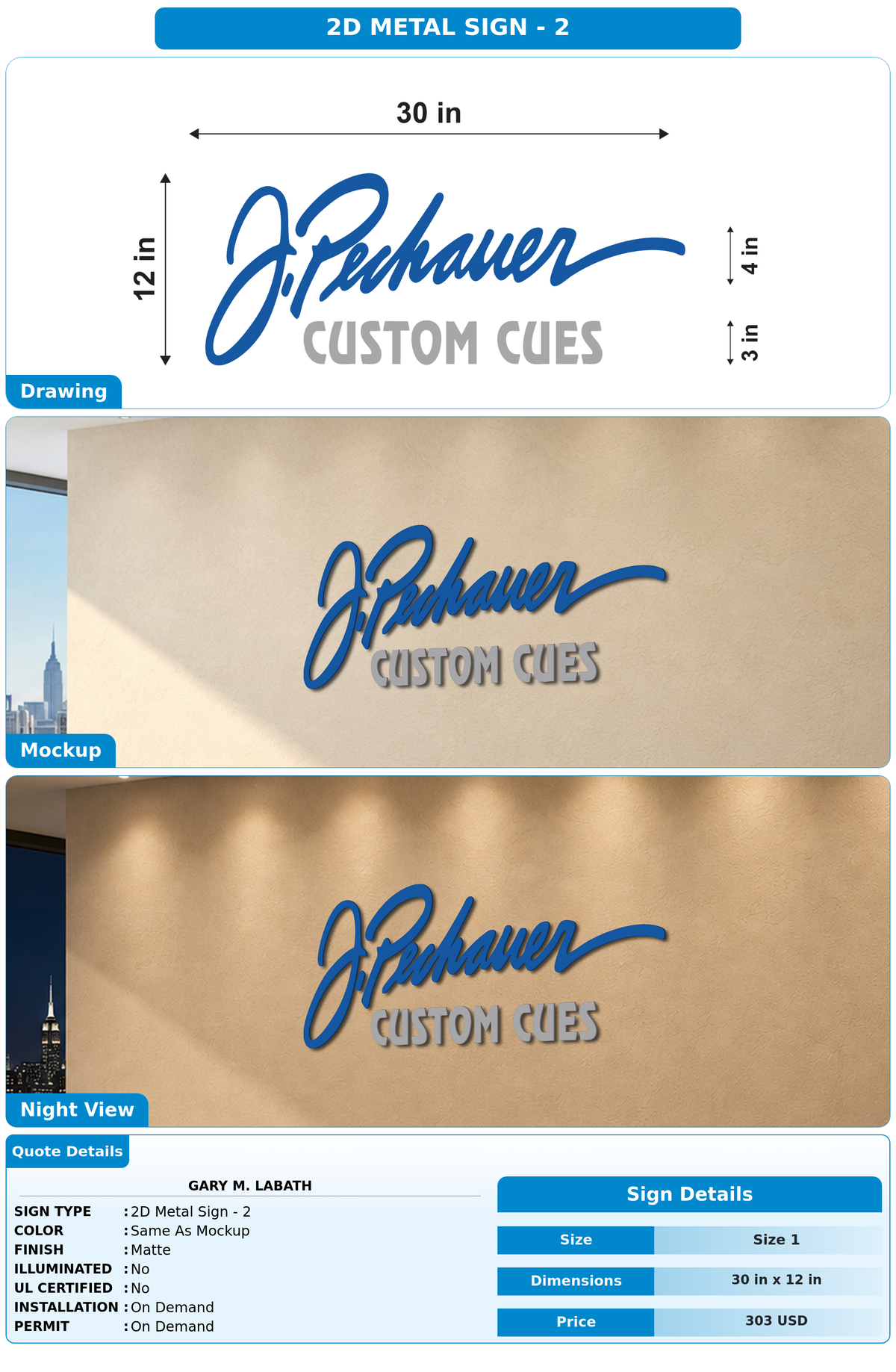 CUSTOM MOCKUP SIGN FOR Gary M. Labath