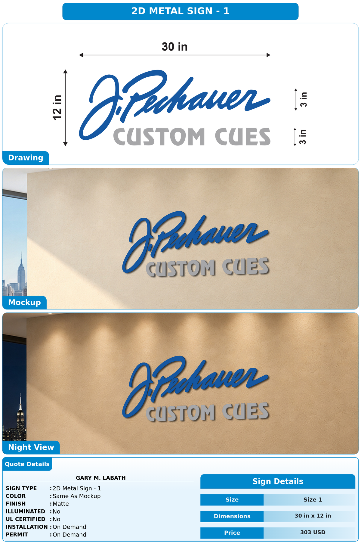 CUSTOM MOCKUP SIGN FOR Gary M. Labath
