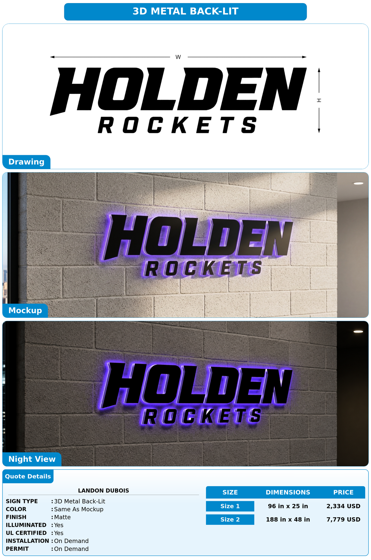 CUSTOM MOCKUP SIGN FOR Landon DuBois