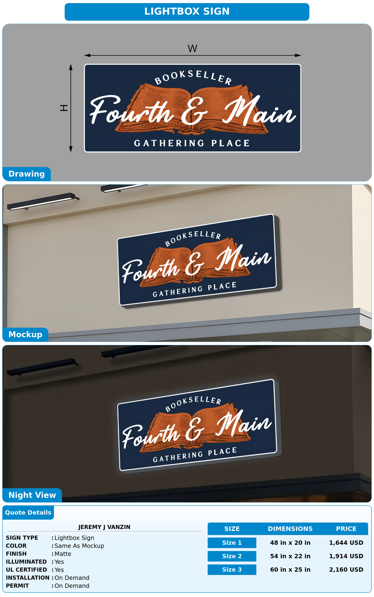 CUSTOM MOCKUP SIGN FOR Jeremy J Vanzin