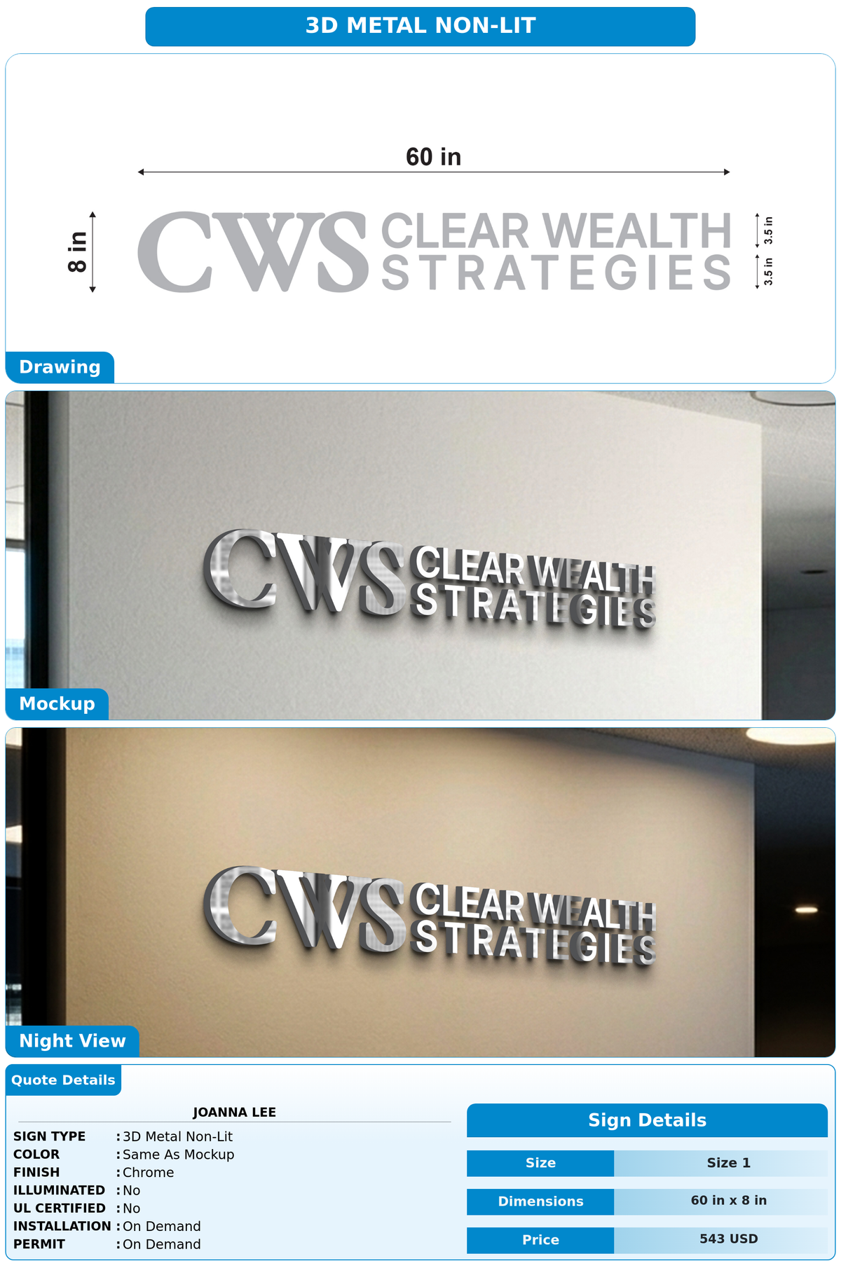 CUSTOM MOCKUP SIGN FOR Joanna Lee