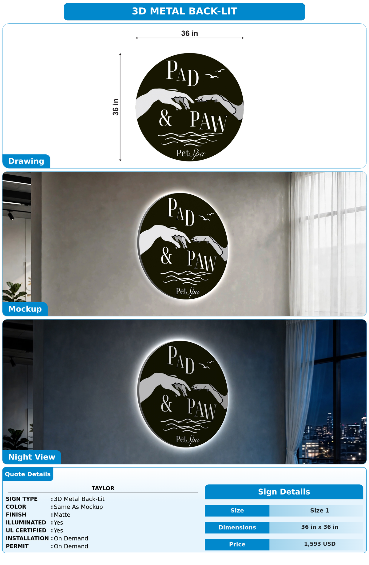CUSTOM MOCKUP SIGN FOR Taylor