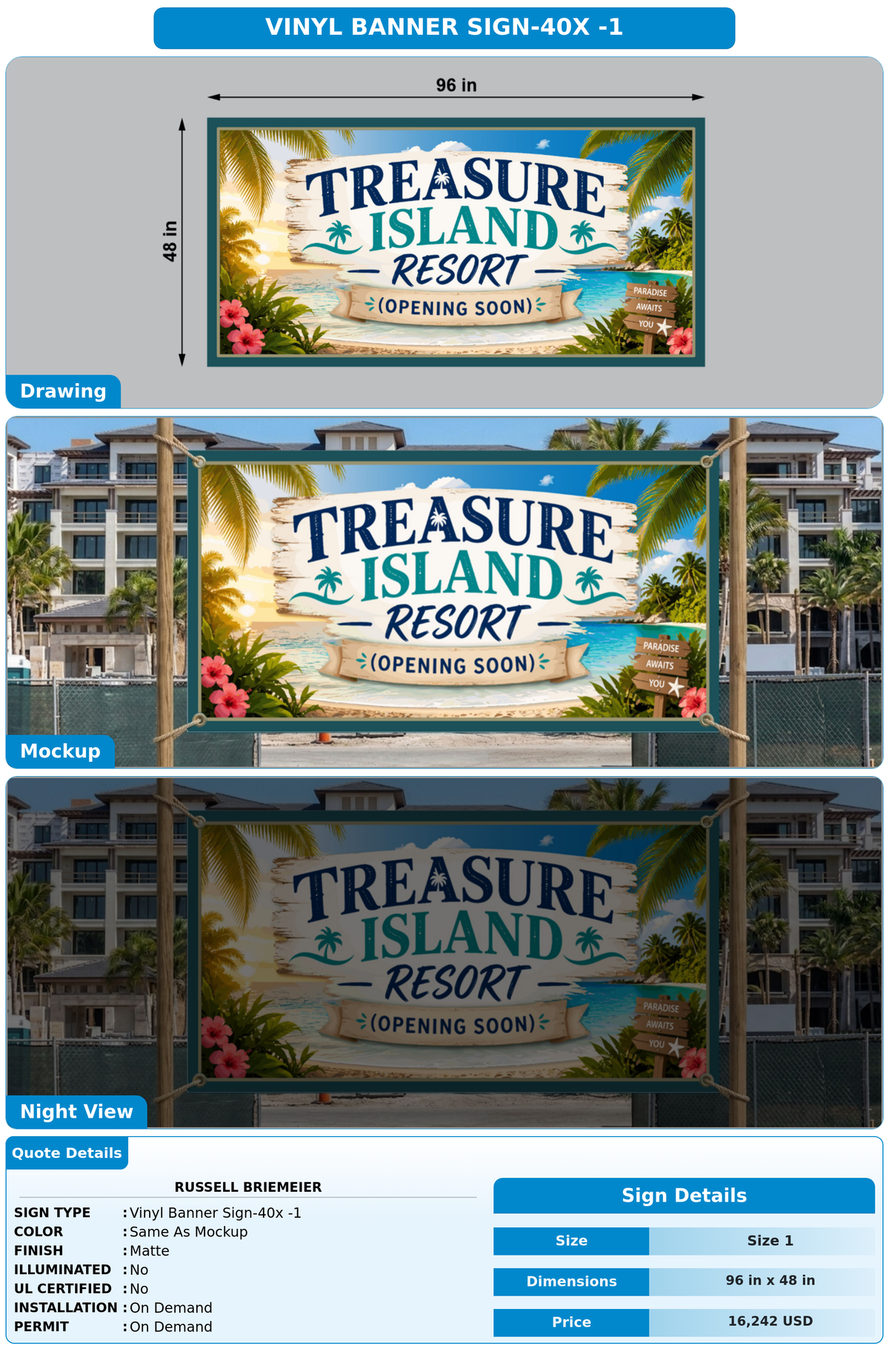 CUSTOM MOCKUP SIGN FOR RUSSELL BRIEMEIER