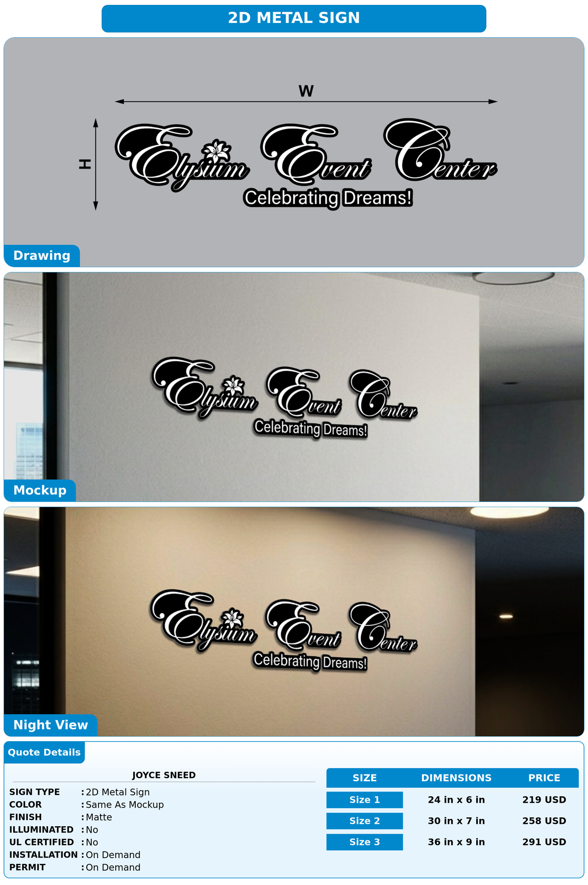CUSTOM MOCKUP SIGN FOR Joyce Sneed