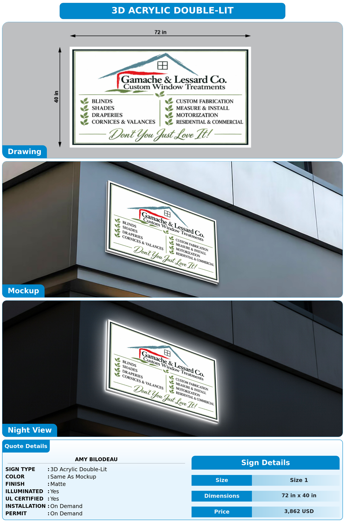 CUSTOM MOCKUP SIGN FOR Amy Bilodeau