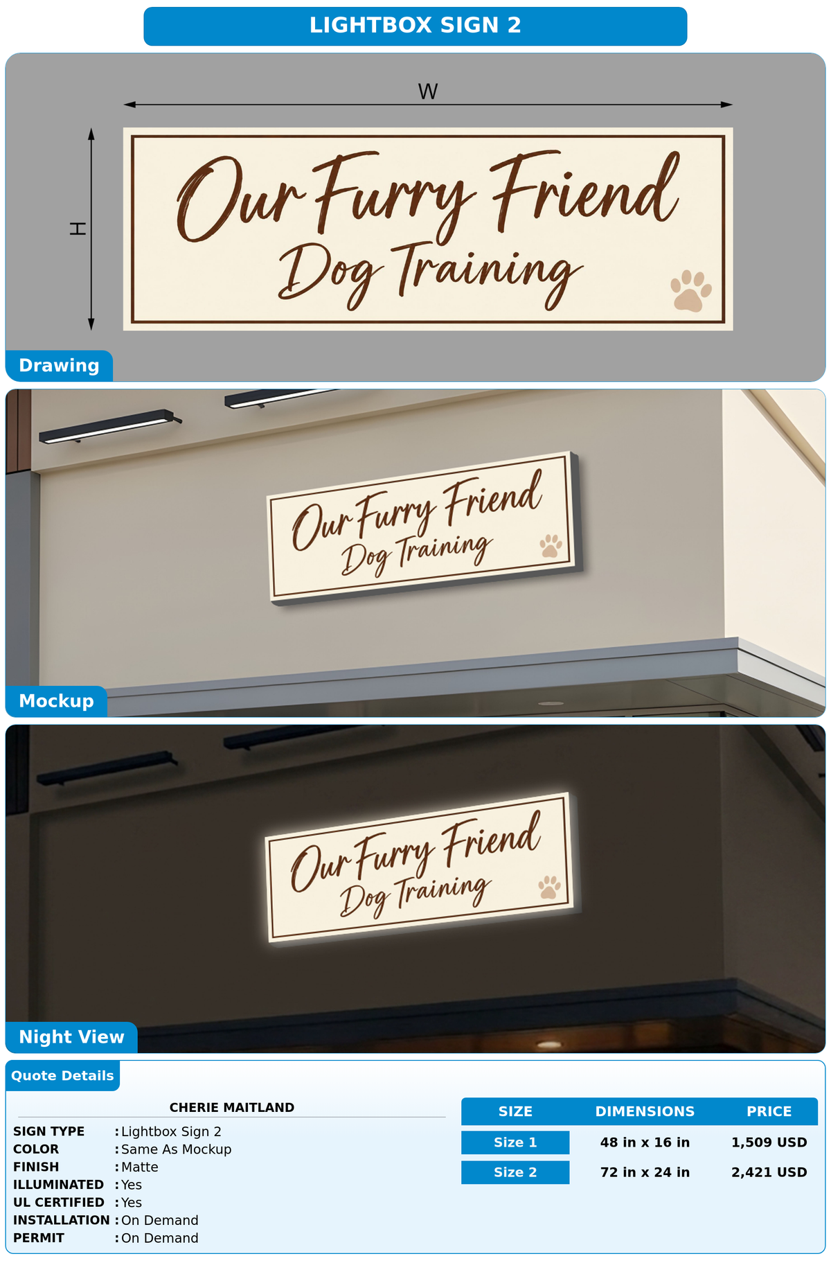 CUSTOM MOCKUP SIGN FOR Cherie Maitland