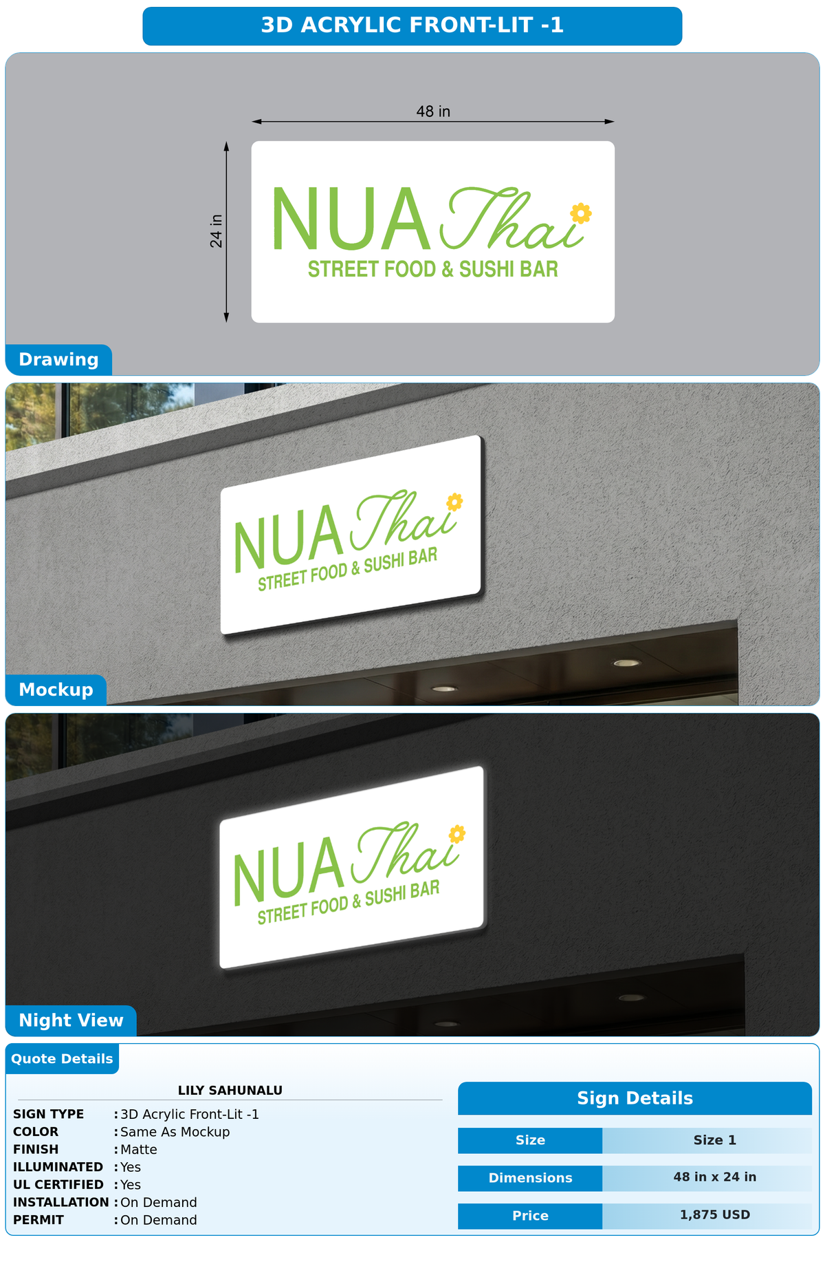 CUSTOM MOCKUP SIGN FOR Lily Sahunalu
