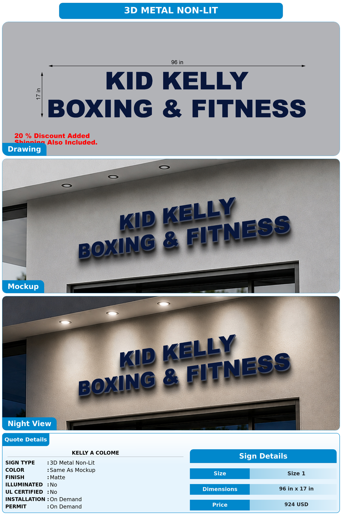 CUSTOM MOCKUP SIGN FOR Kelly A Colome