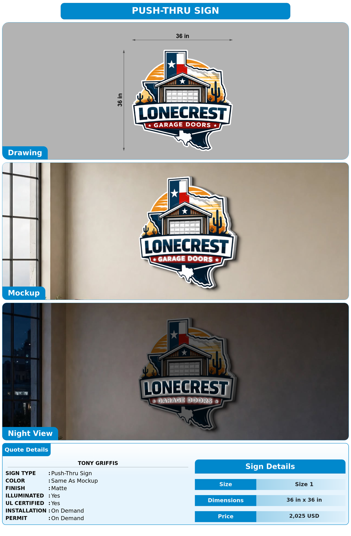 CUSTOM MOCKUP SIGN FOR Tony Griffis