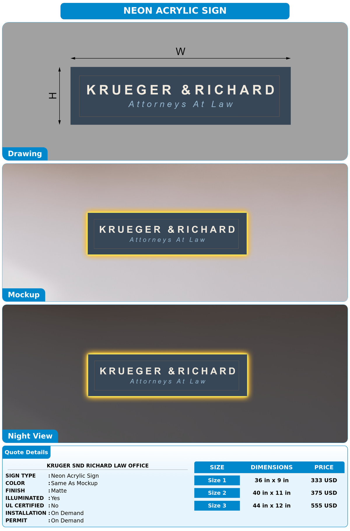 CUSTOM MOCKUP SIGN FOR Kruger snd Richard Law Office