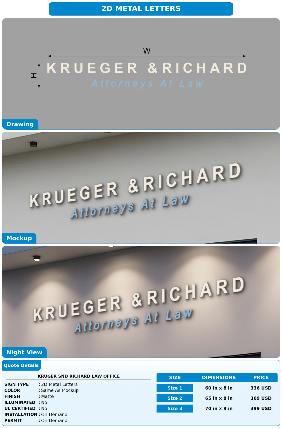 CUSTOM MOCKUP SIGN FOR Kruger snd Richard Law Office