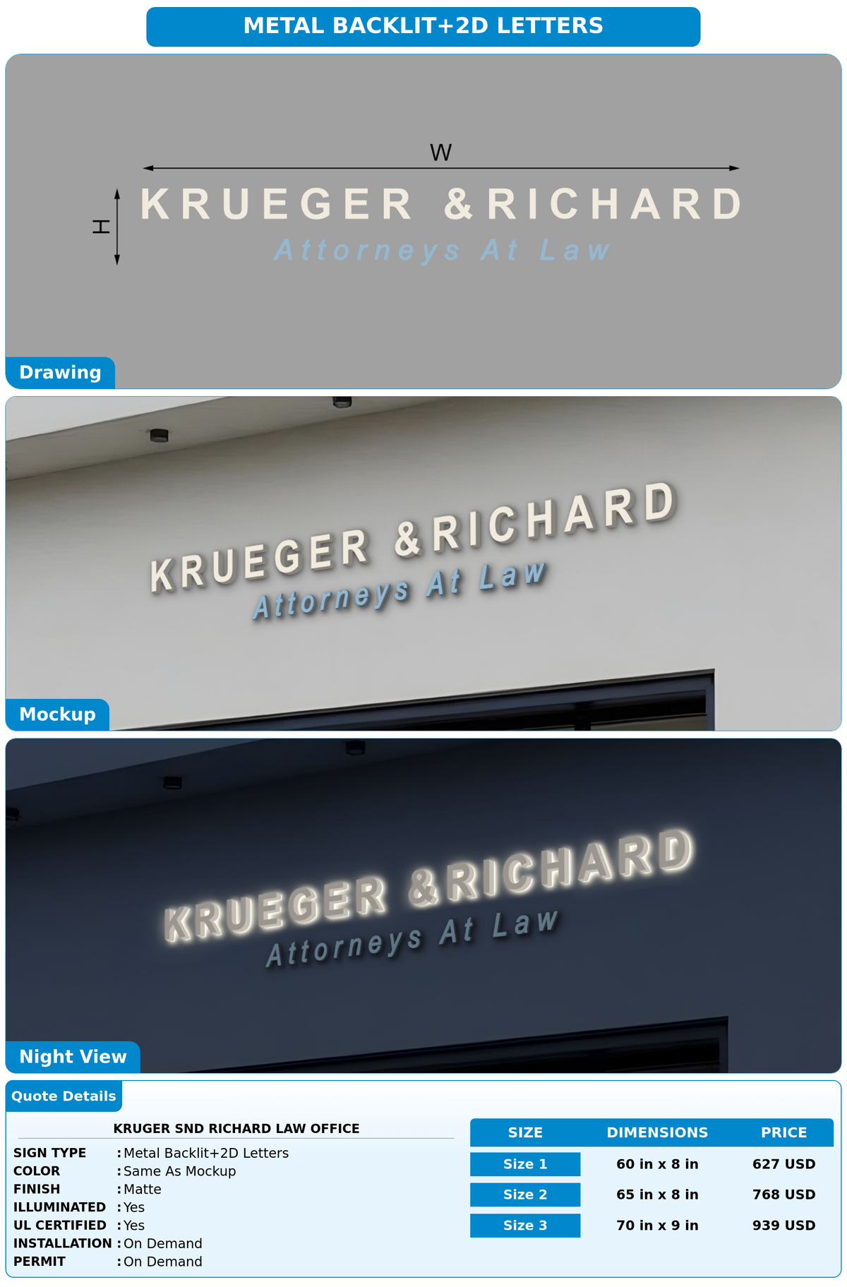 CUSTOM MOCKUP SIGN FOR Kruger snd Richard Law Office