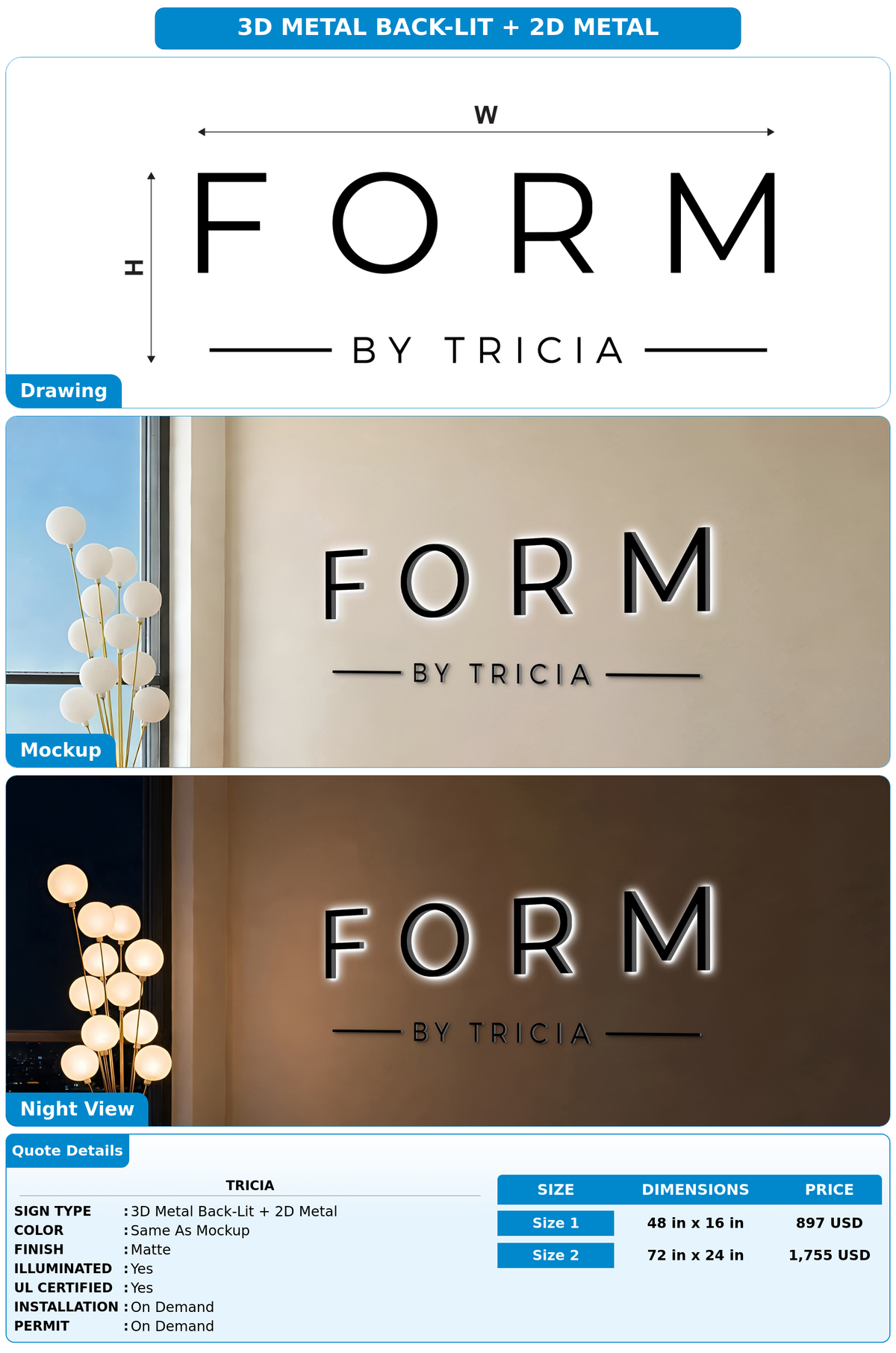CUSTOM MOCKUP SIGN FOR Tricia