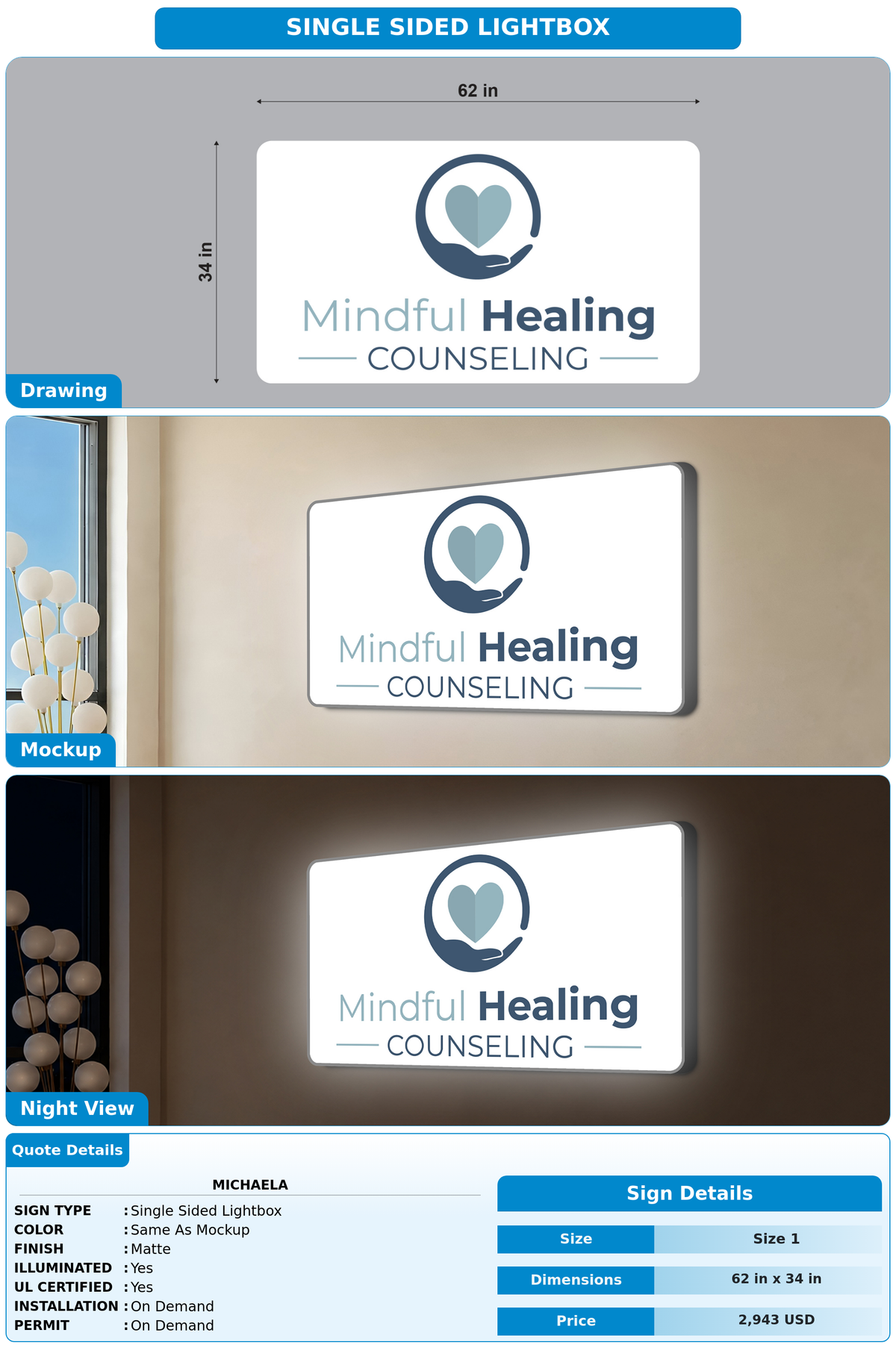 CUSTOM MOCKUP SIGN FOR Michaela