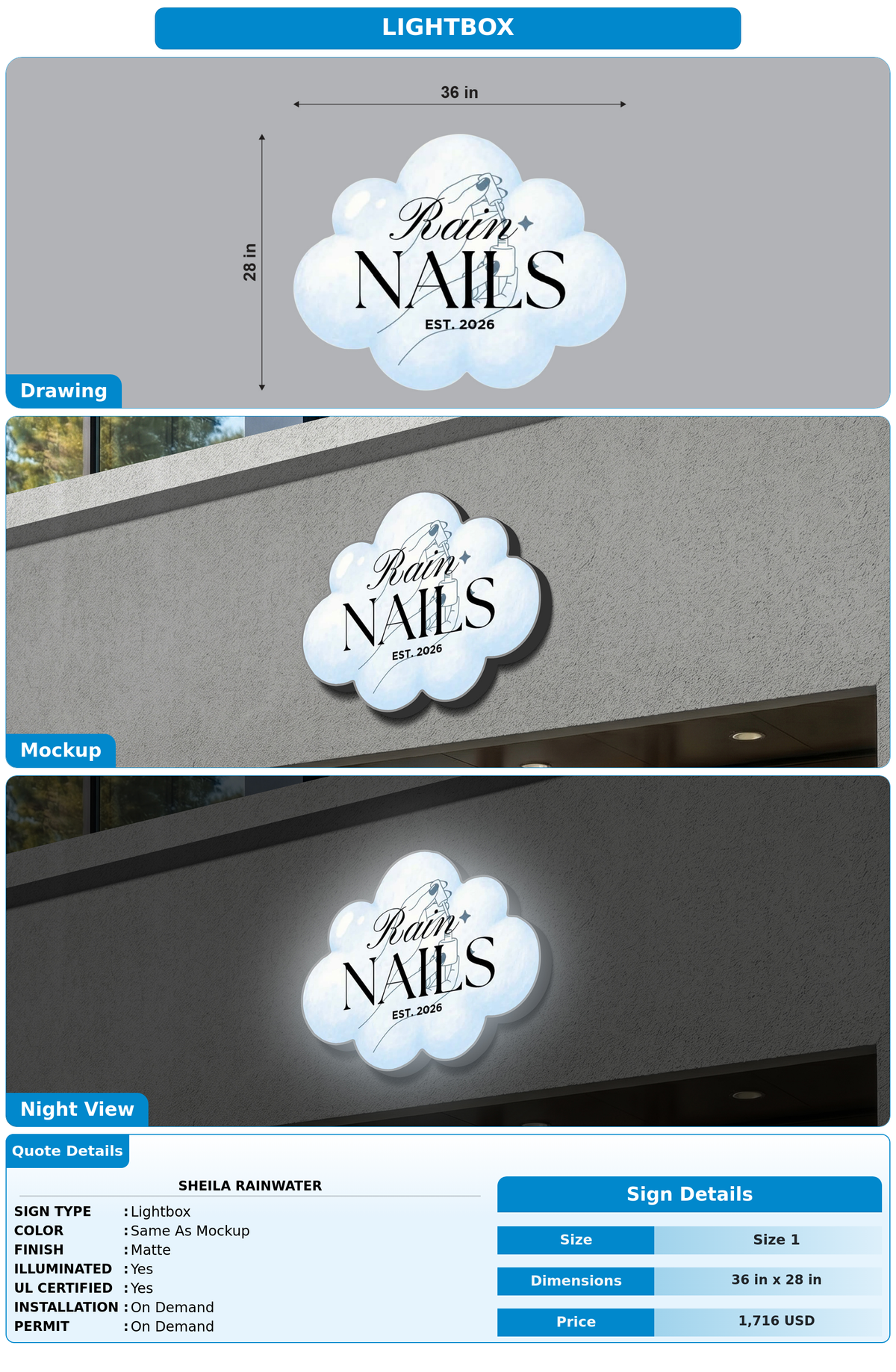CUSTOM MOCKUP SIGN FOR Sheila Rainwater