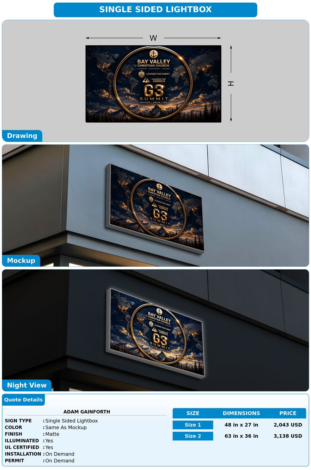 CUSTOM MOCKUP SIGN FOR Adam Gainforth
