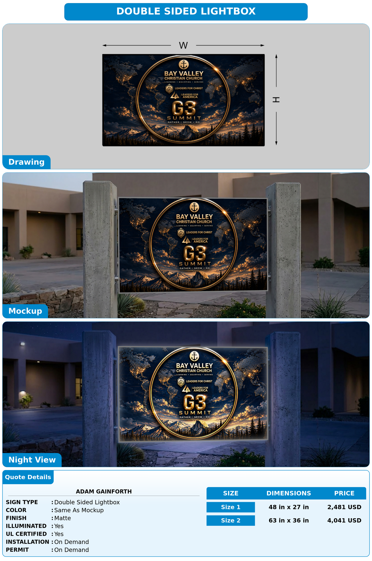 CUSTOM MOCKUP SIGN FOR Adam Gainforth