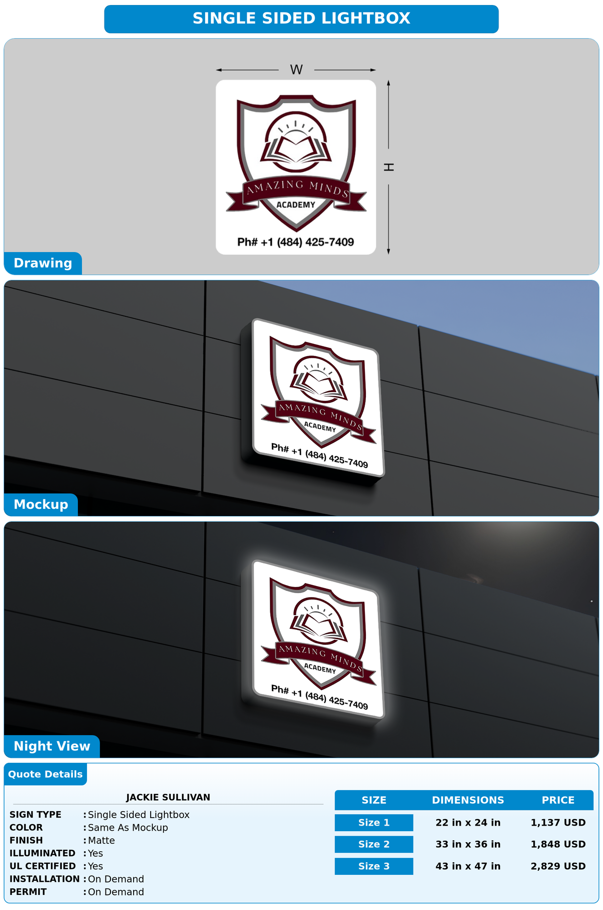 CUSTOM MOCKUP SIGN FOR Jackie Sullivan