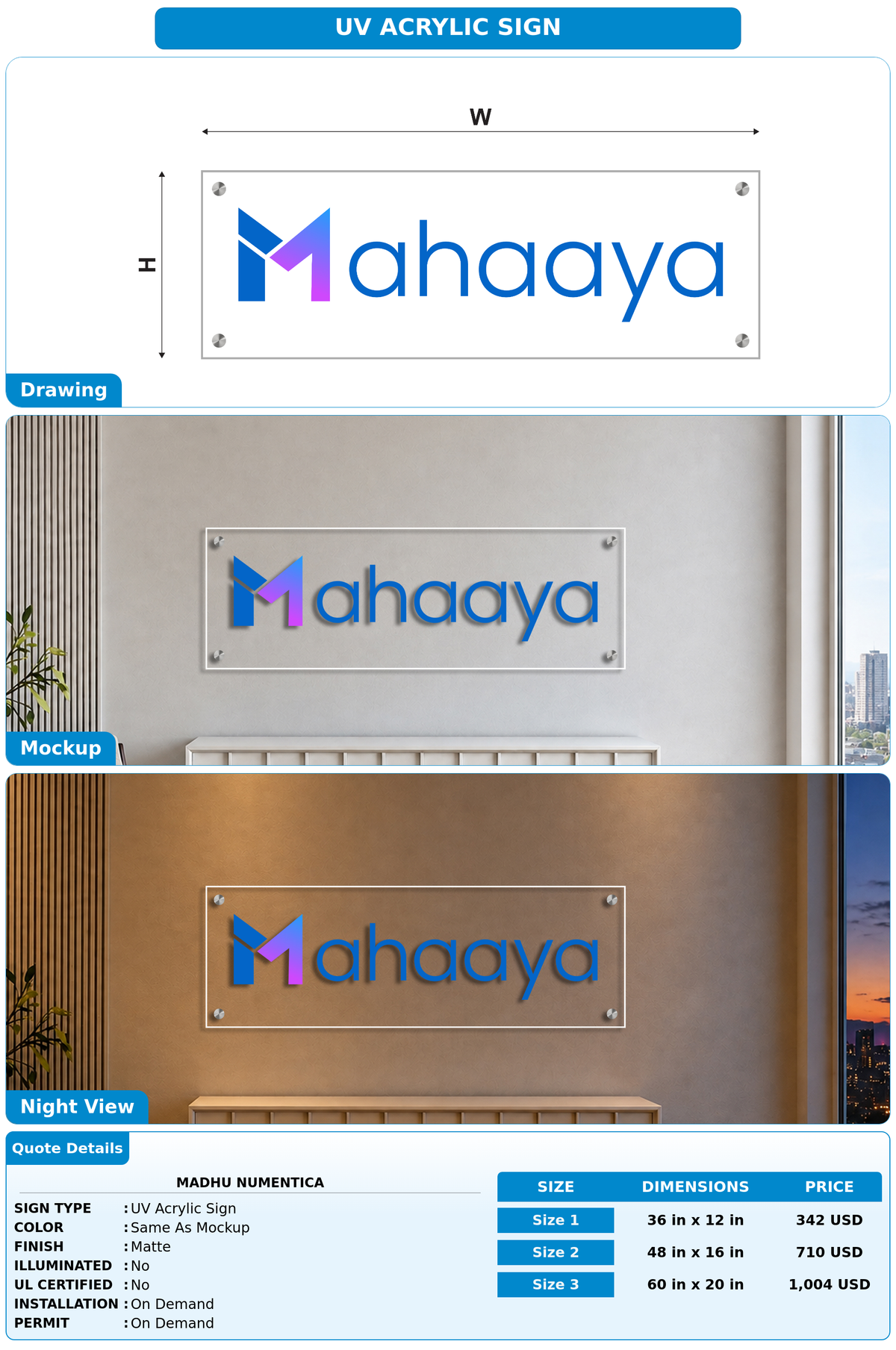 CUSTOM MOCKUP SIGN FOR Madhu Numentica