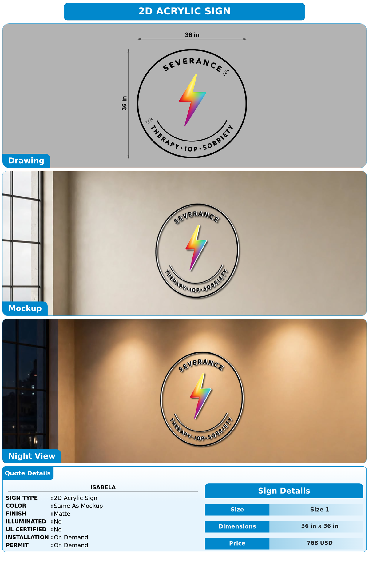 CUSTOM MOCKUP SIGN FOR Isabela