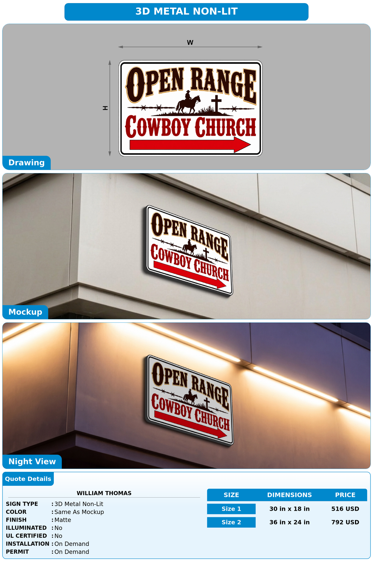 CUSTOM MOCKUP SIGN FOR William Thomas