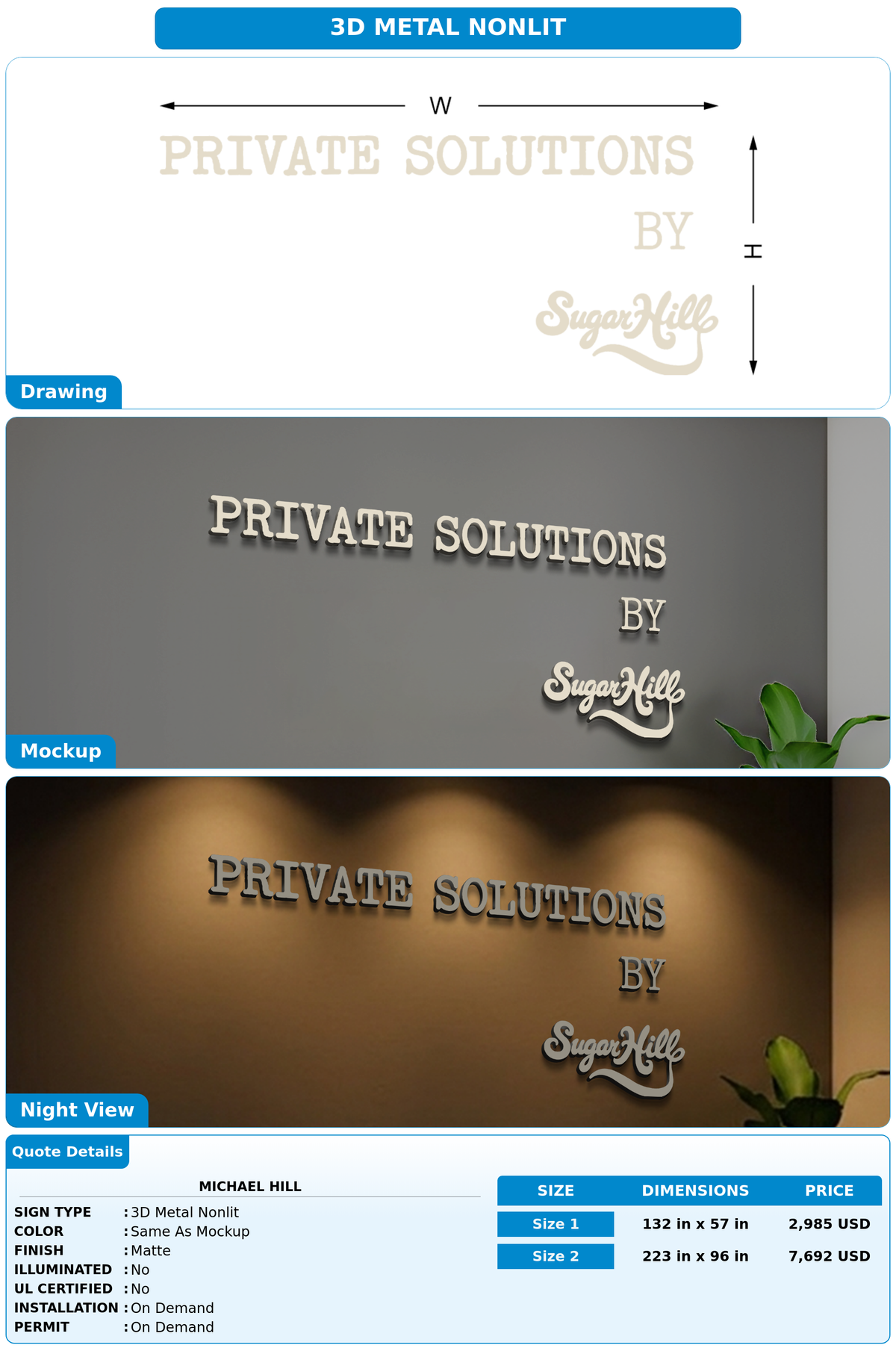 CUSTOM MOCKUP SIGN FOR Michael hill