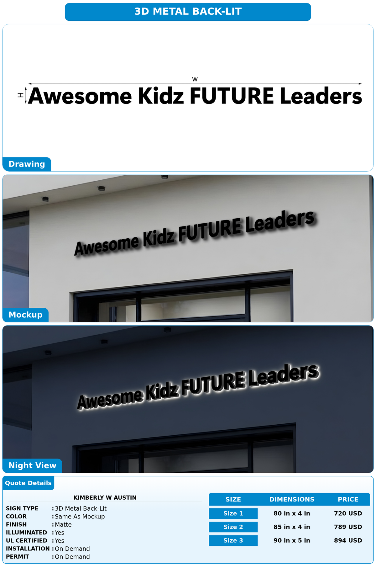 CUSTOM MOCKUP SIGN FOR Kimberly W Austin