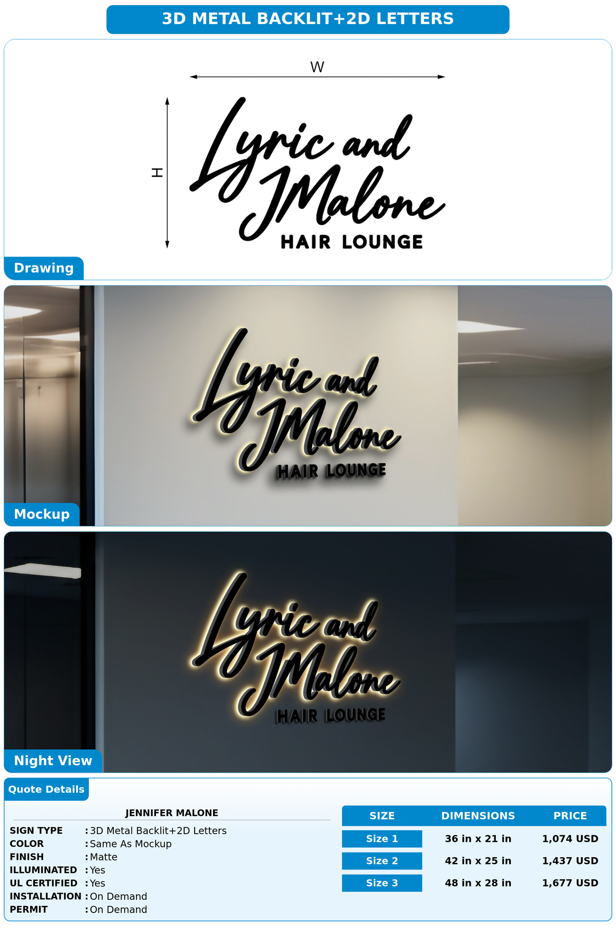 CUSTOM MOCKUP SIGN FOR Jennifer Malone