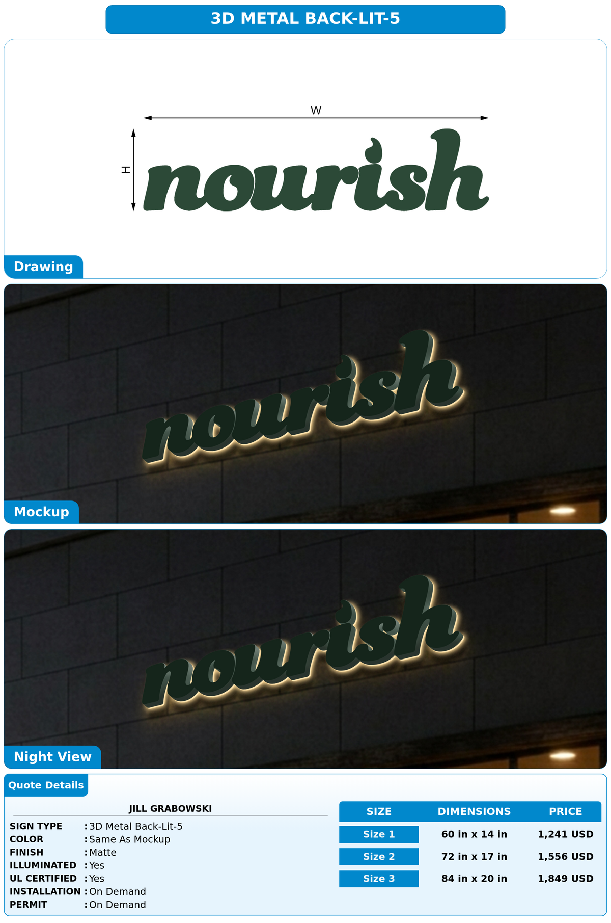 CUSTOM MOCKUP SIGN FOR Jill Grabowski