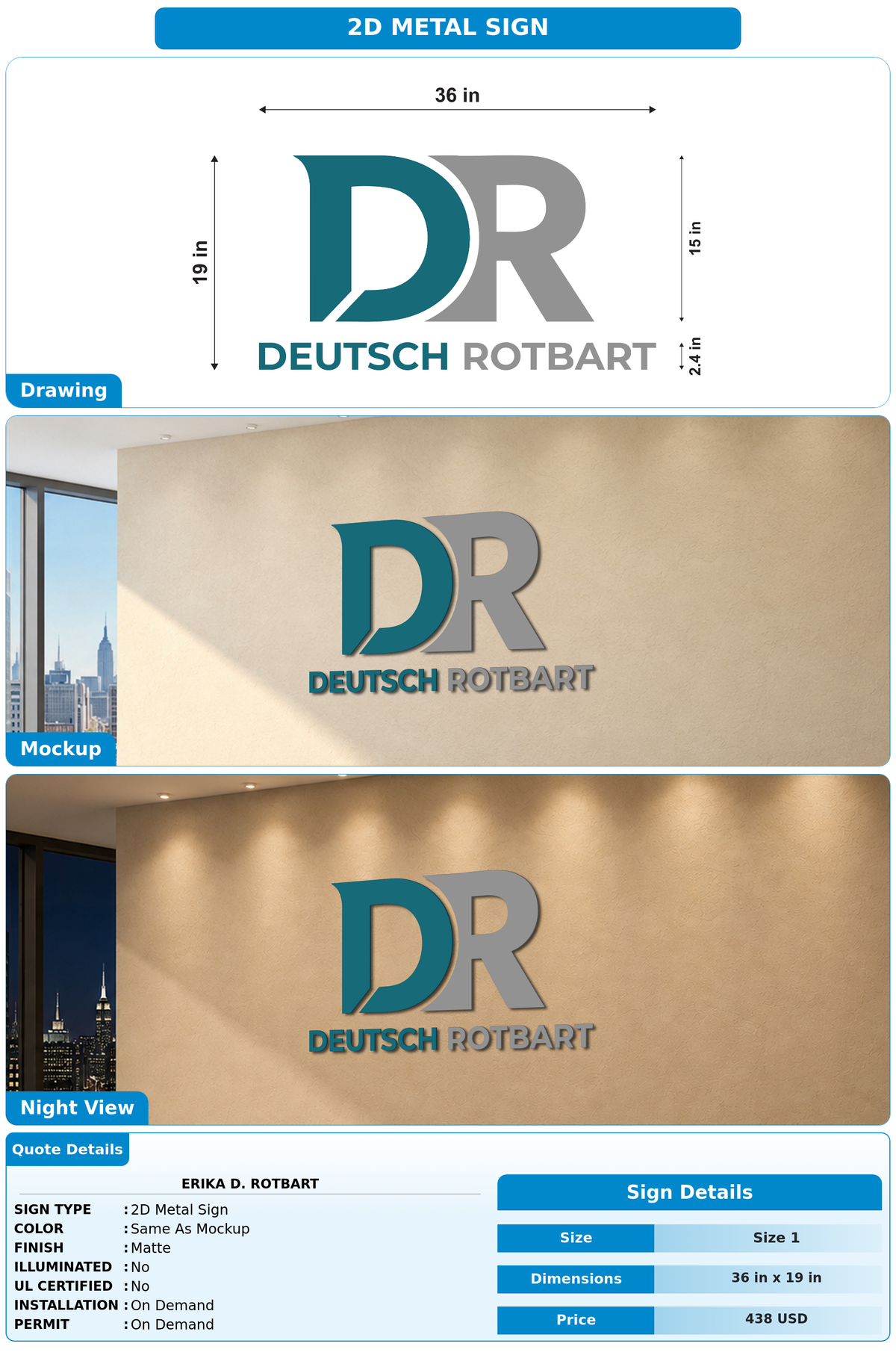 CUSTOM MOCKUP SIGN FOR Erika D. Rotbart