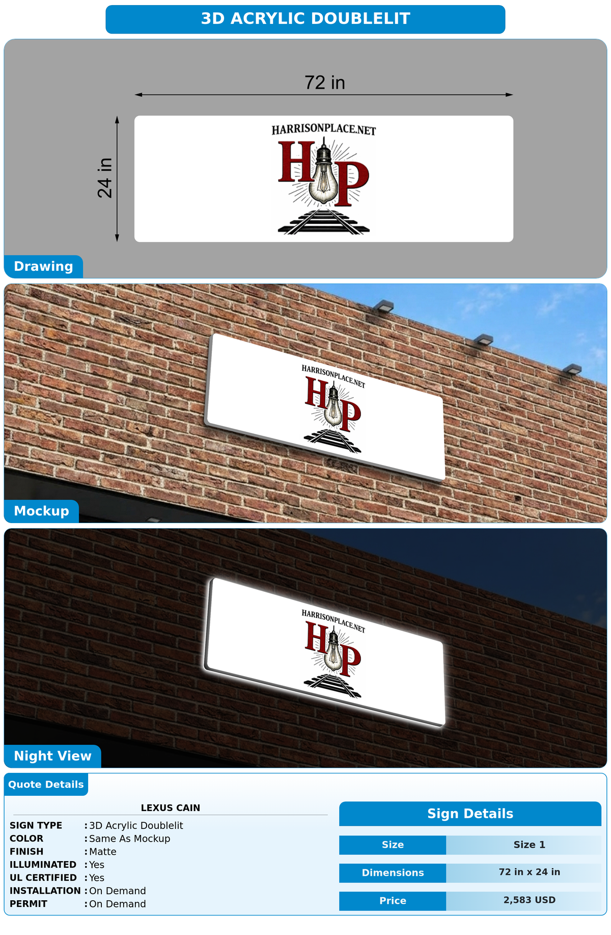 CUSTOM MOCKUP SIGN FOR Lexus Cain