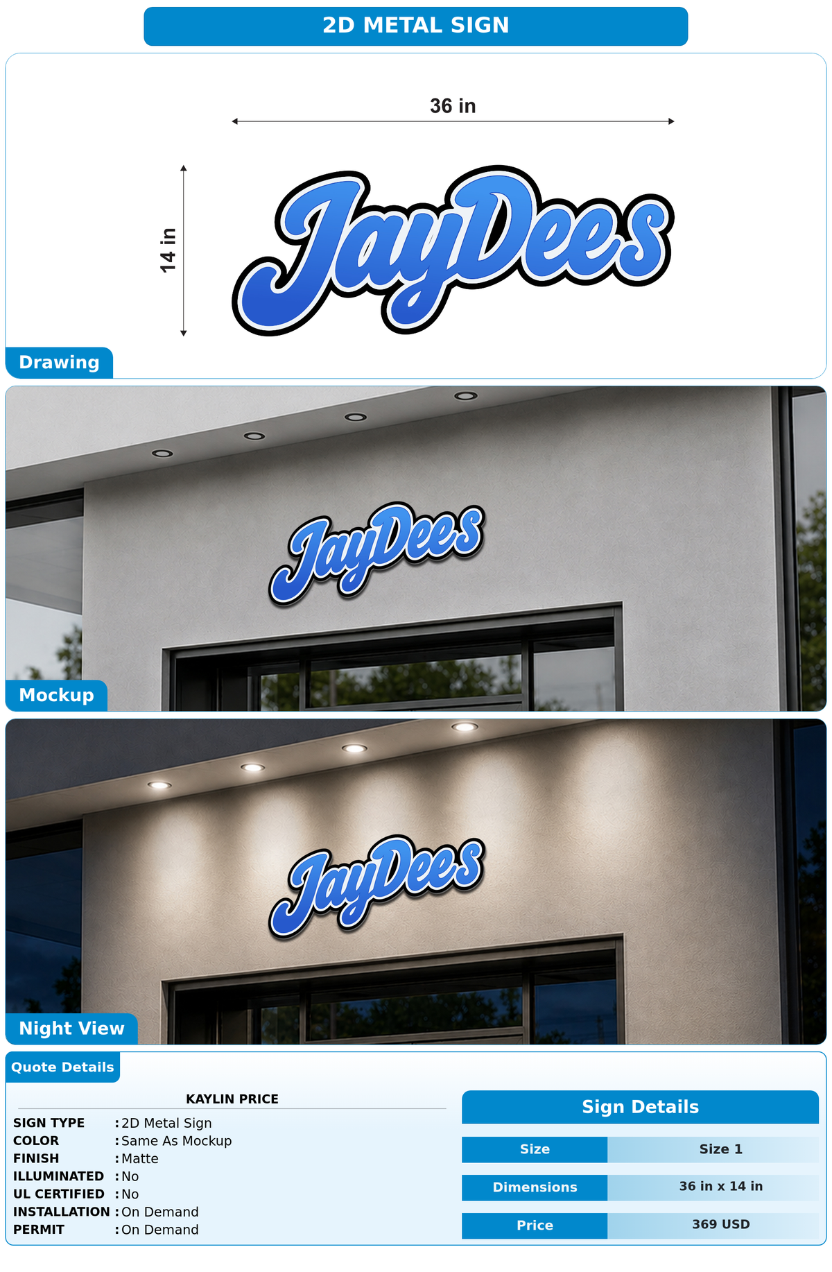 CUSTOM MOCKUP SIGN FOR Kaylin Price