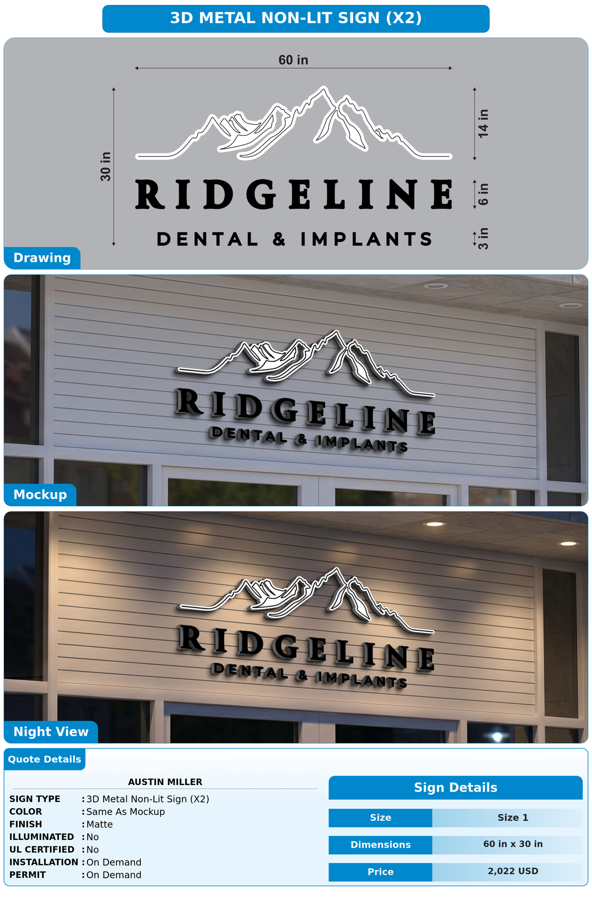 Remaining Payment for Metal backlit+double lit sign Austin Miller