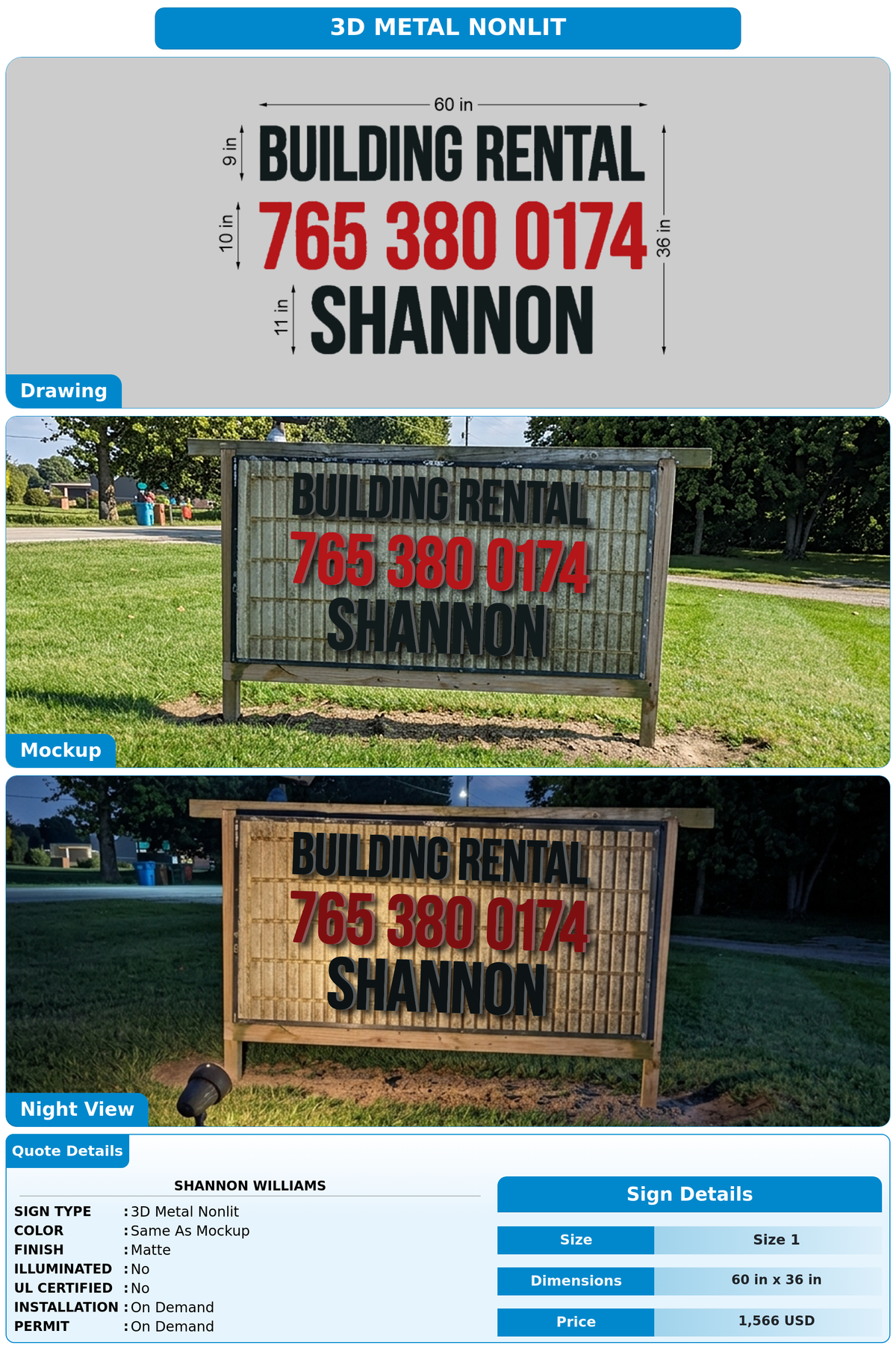 CUSTOM MOCKUP SIGN FOR Shannon Williams