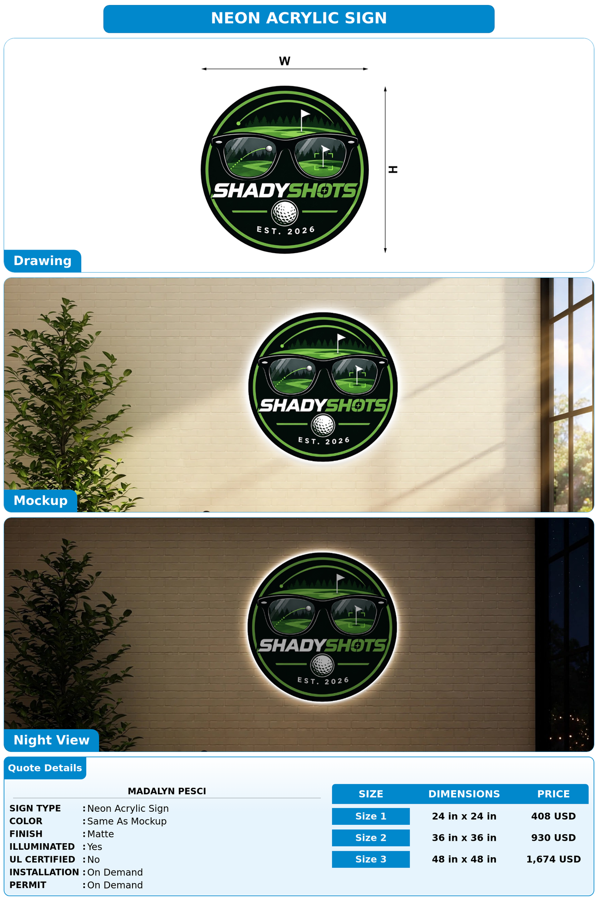 CUSTOM MOCKUP SIGN FOR Madalyn Pesci