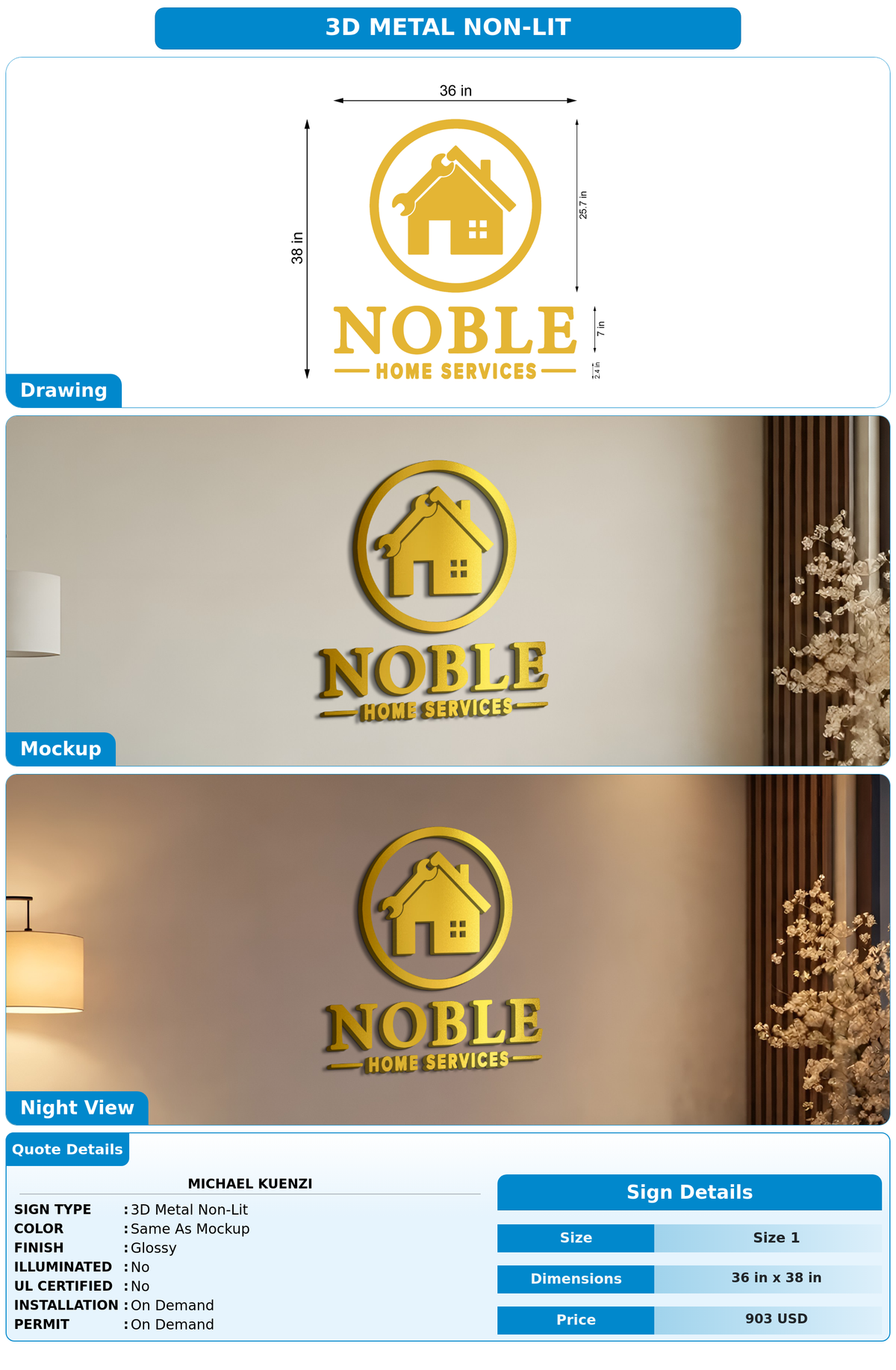 CUSTOM MOCKUP SIGN FOR Michael Kuenzi