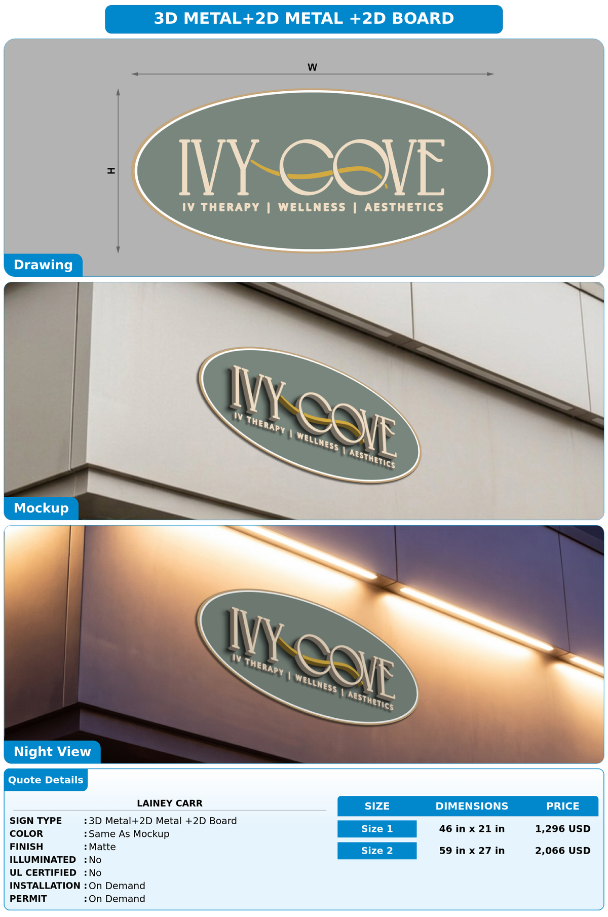 CUSTOM MOCKUP SIGN FOR Lainey Carr