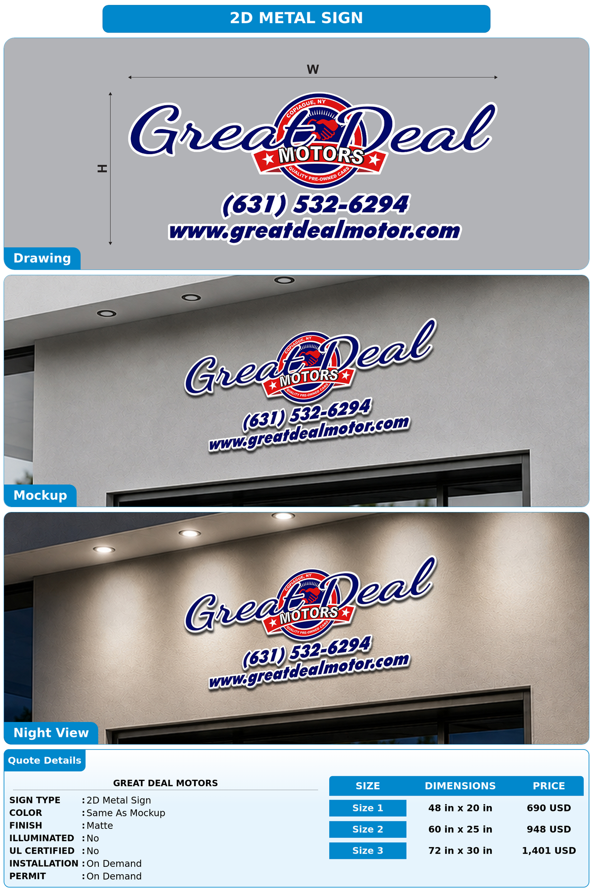 CUSTOM MOCKUP SIGN FOR Great Deal Motors
