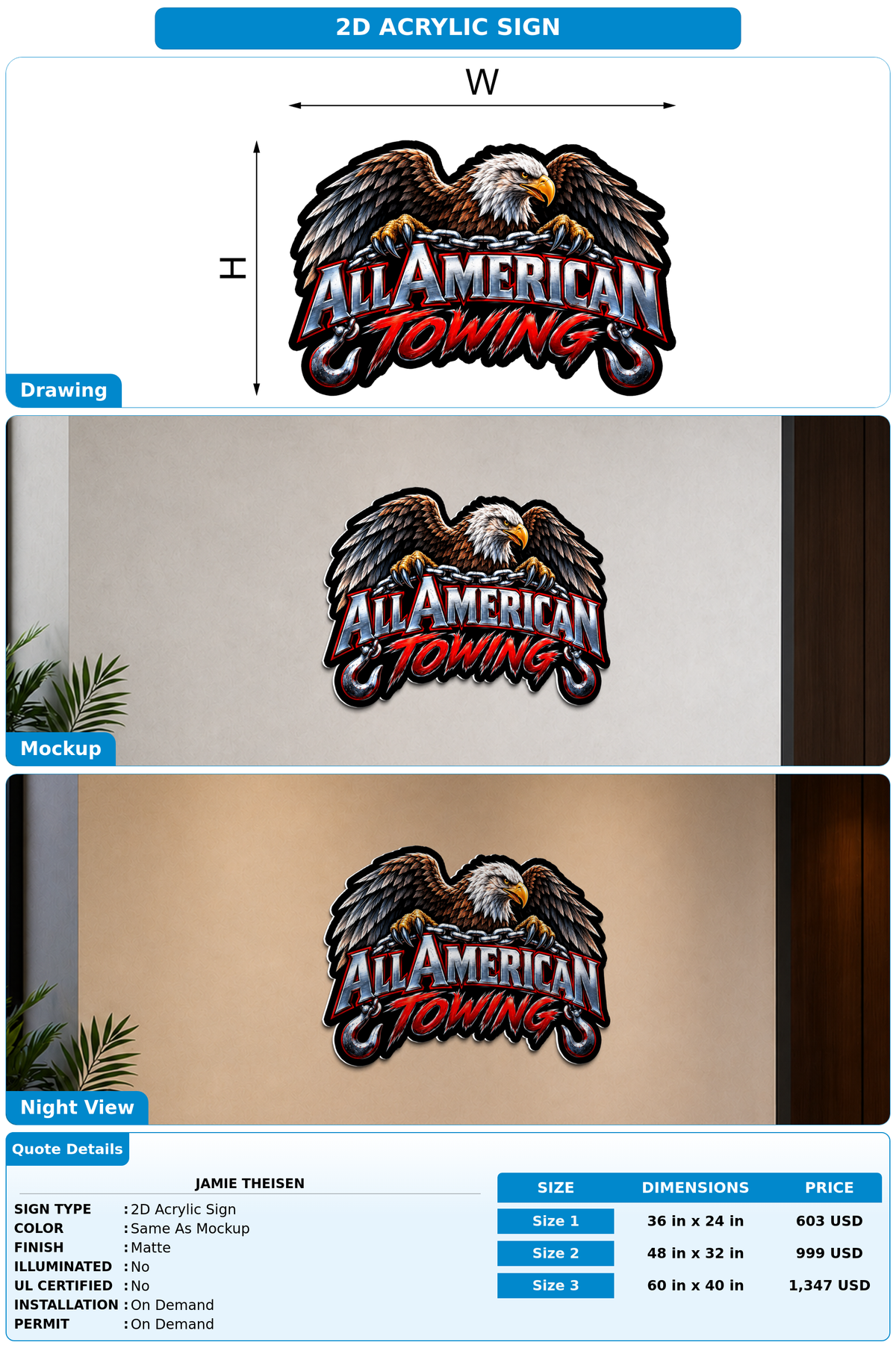 CUSTOM MOCKUP SIGN FOR Jamie Theisen