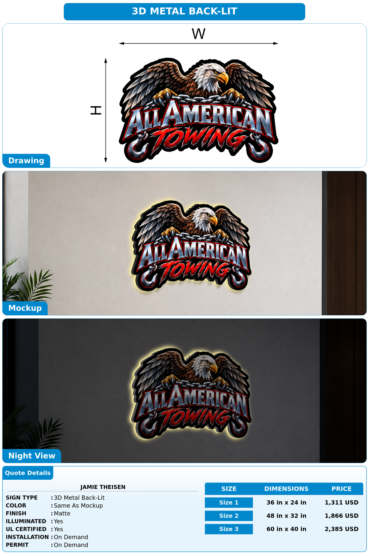 CUSTOM MOCKUP SIGN FOR Jamie Theisen