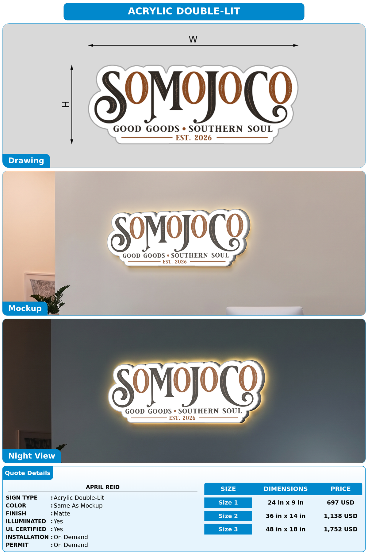 CUSTOM MOCKUP SIGN FOR April Reid