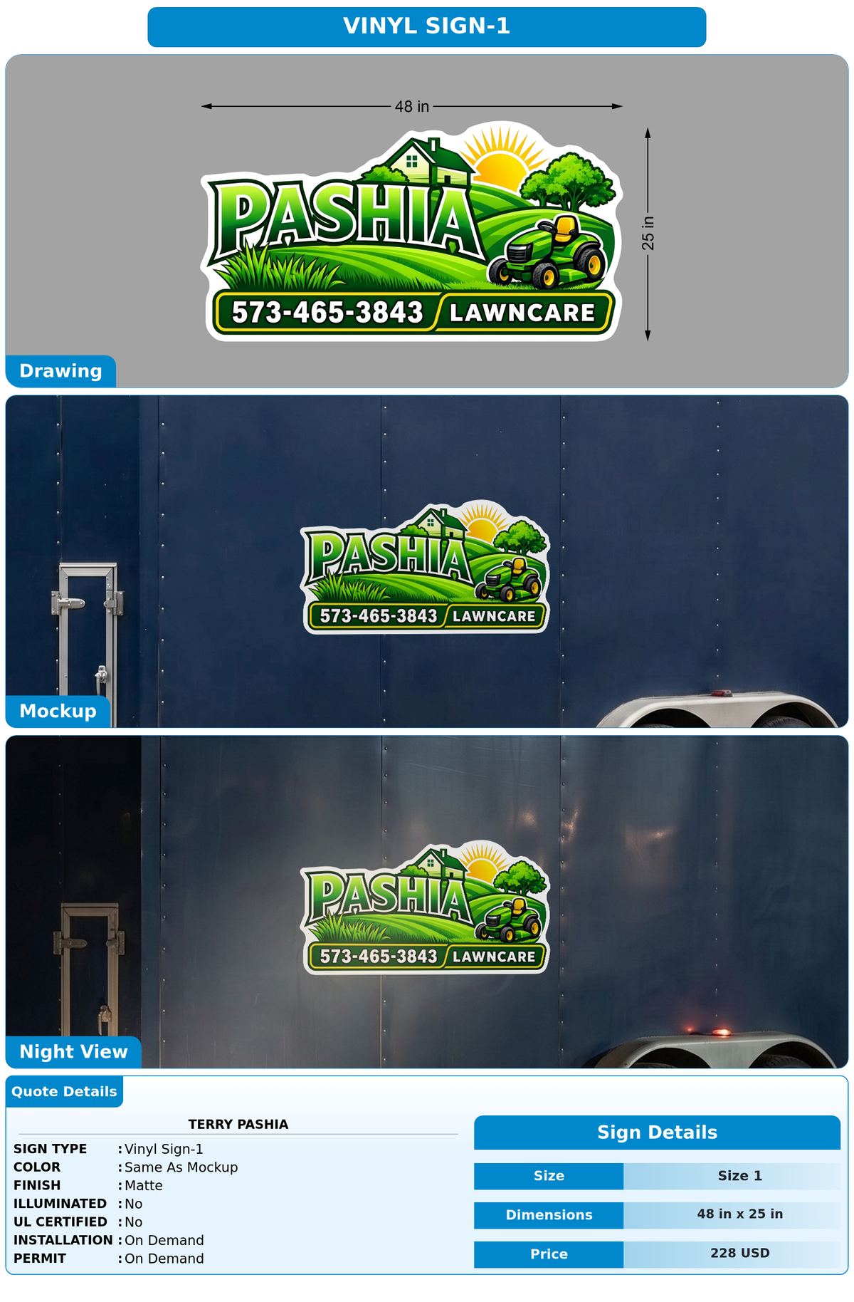 CUSTOM MOCKUP SIGN FOR Terry Pashia