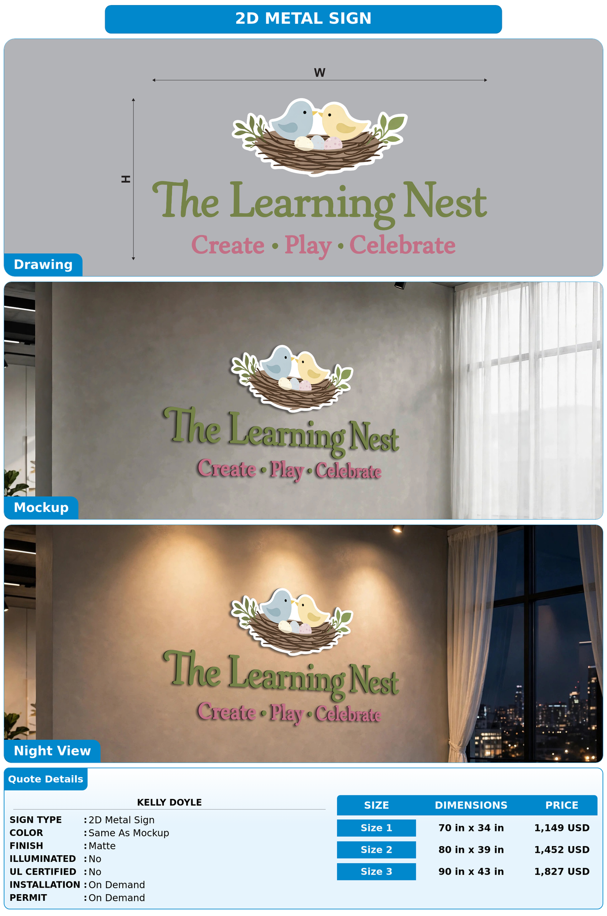 CUSTOM MOCKUP SIGN FOR Kelly Doyle