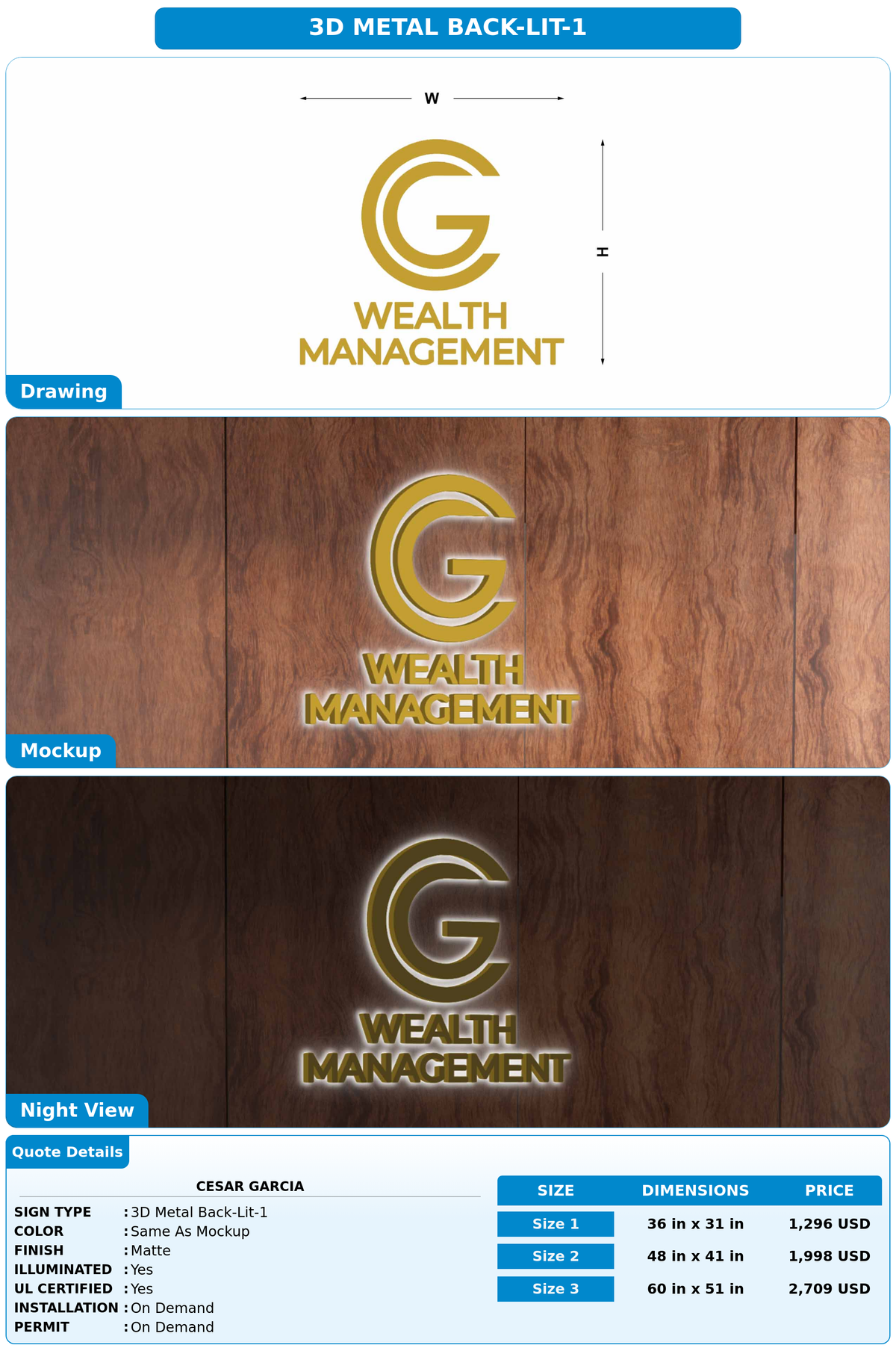 CUSTOM MOCKUP SIGN FOR Cesar Garcia