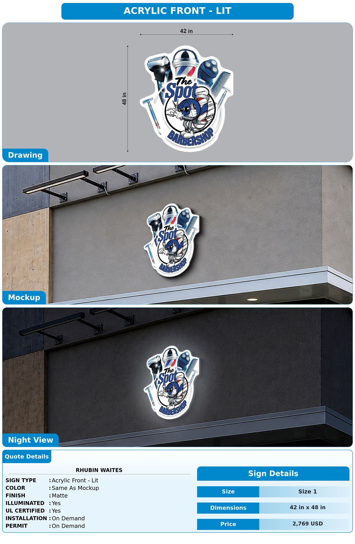 CUSTOM MOCKUP SIGN FOR Rhubin Waites